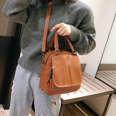 Vintage Casual Women Backpack Soft PU Leather Female Crossbody Bags