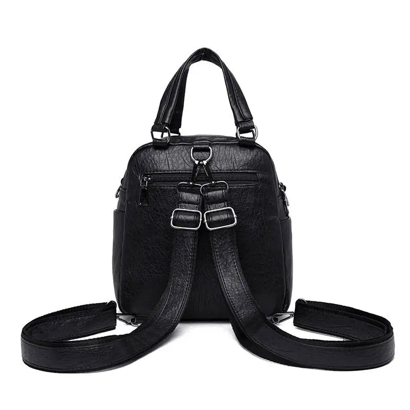 Vintage Casual Women Backpack Soft PU Leather Female Crossbody Bags