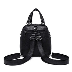 Vintage Casual Women Backpack Soft PU Leather Female Crossbody Bags