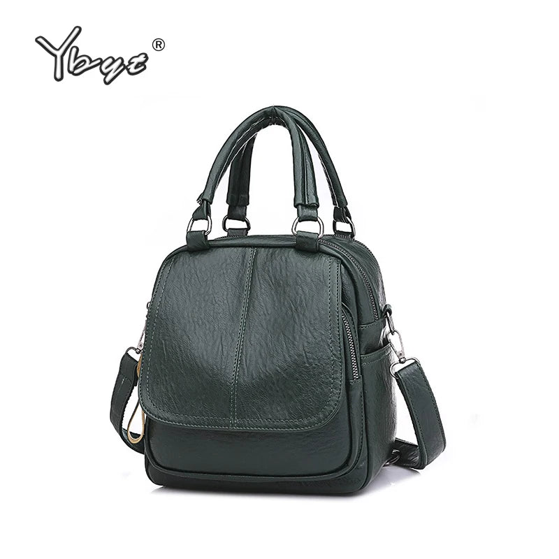 Vintage Casual Women Backpack Soft PU Leather Female Crossbody Bags
