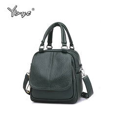 Vintage Casual Women Backpack Soft PU Leather Female Crossbody Bags