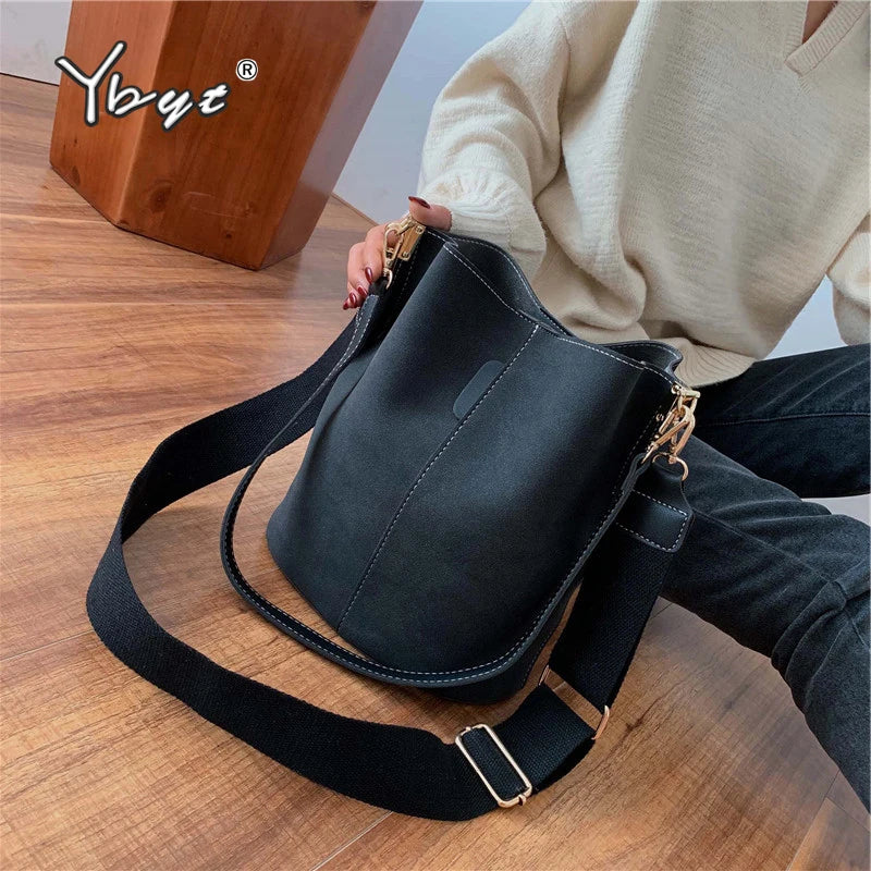 Vintage Nubuck PU Leather Messenger Bags for Women Large Capacity