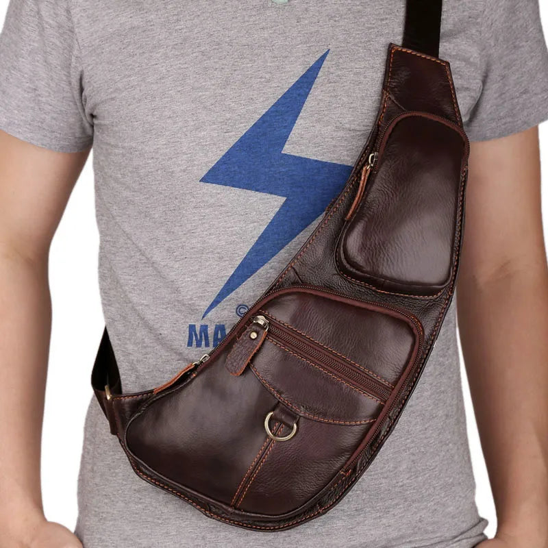 Real Leather Crossbody Shoulder Bag for Men