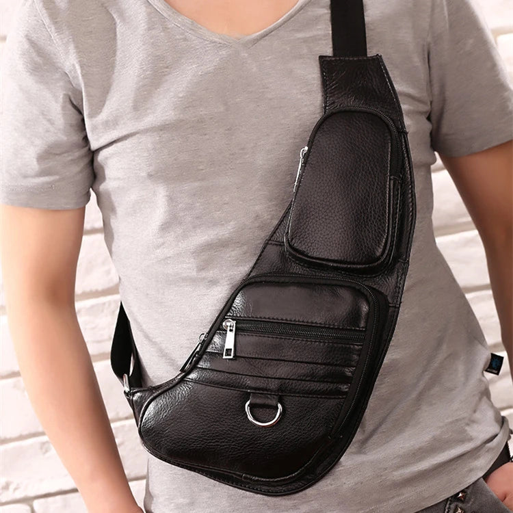 Real Leather Crossbody Shoulder Bag for Men