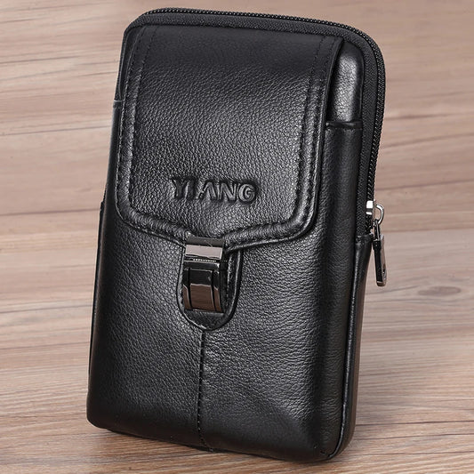 Oil Wax Cowhide Men's Belt Bag Small Travel Fanny Pack