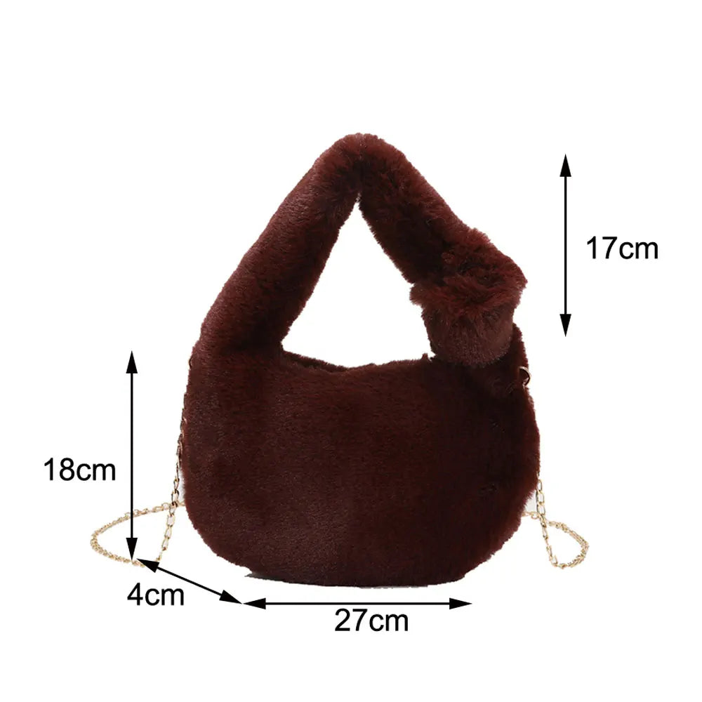 Winter Women's Plush Chain Crossbody Bag Handbag