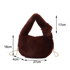 Winter Women's Plush Chain Crossbody Bag Handbag