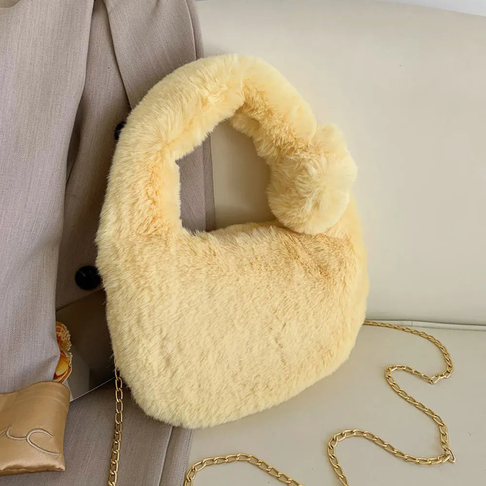 Winter Women's Plush Chain Crossbody Bag Handbag