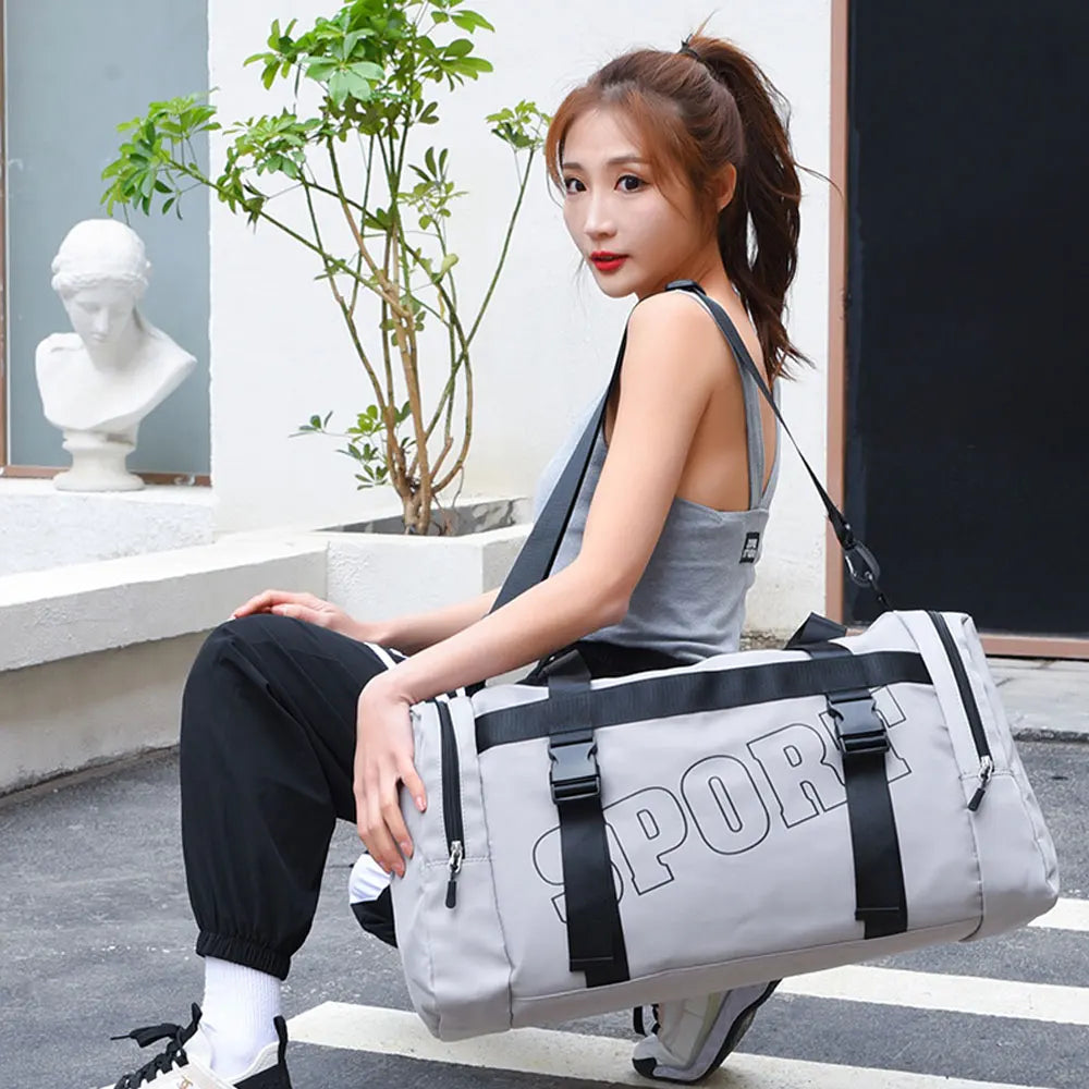 Women's Large Capacity Gym Duffel Bag Waterproof Travel Shoulder Handbag