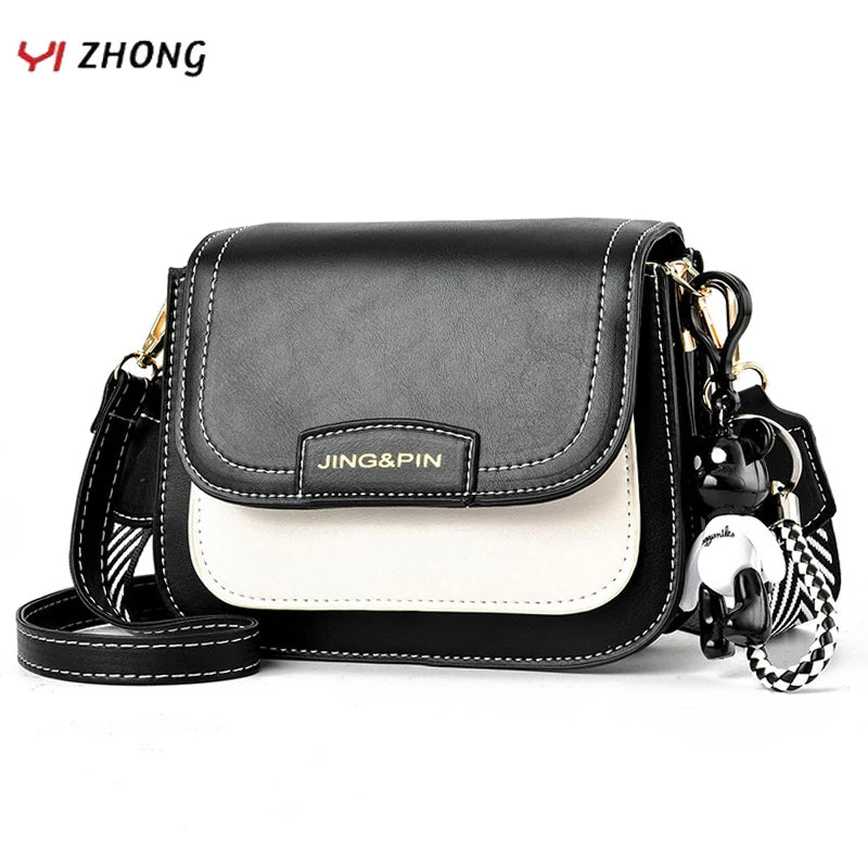 YIZHONG Leather Bear Pendant Shoulder Bag Crossbody Bags for Women