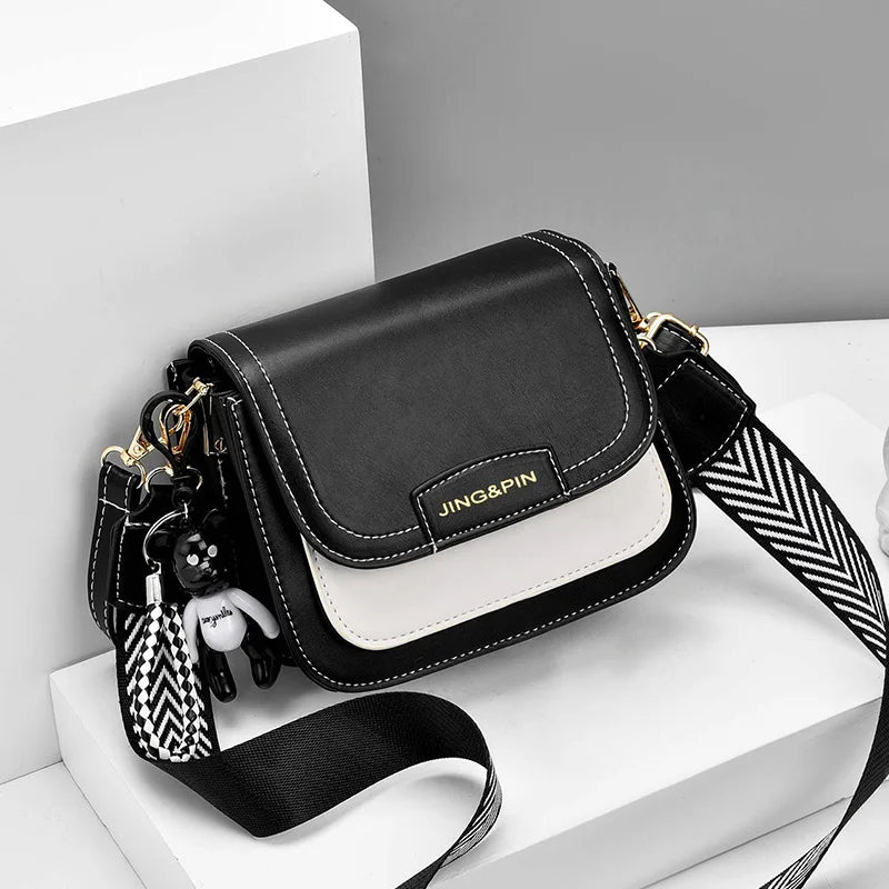 YIZHONG Leather Bear Pendant Shoulder Bag Crossbody Bags for Women