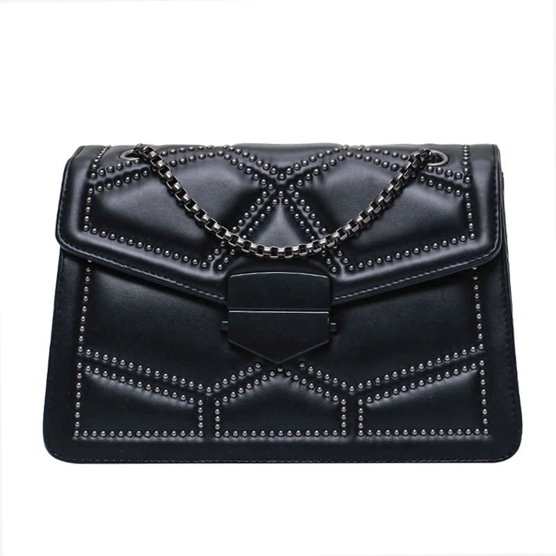YIZHONG Studded Rivet Chain PU Leather Crossbody Bags for Women