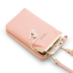 Green Women Bag Cell Phone Pocket Pu Leather Ladies Crossbody Bags Purse