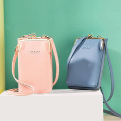 Green Women Bag Cell Phone Pocket Pu Leather Ladies Crossbody Bags Purse