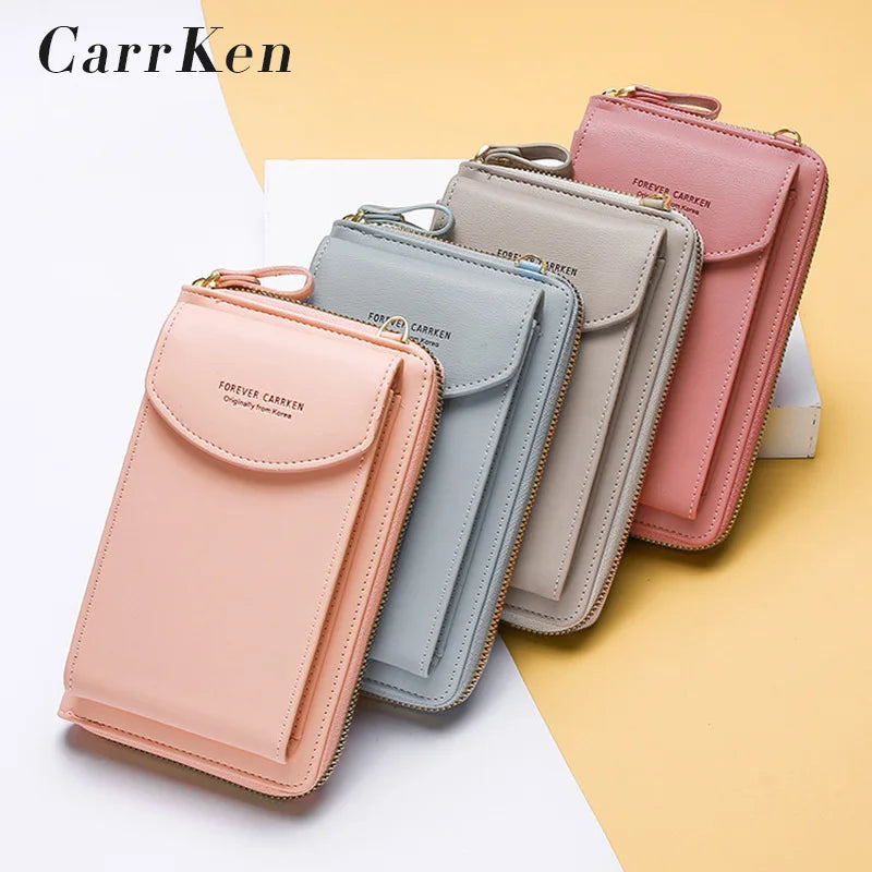Women Crossbody Bag Phone Pocket Pu Leather Ladies Messenger Purse