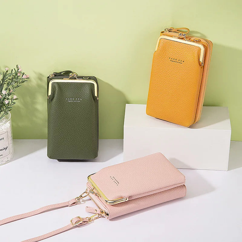 Women Crossbody Bag Phone Pocket PU Leather Ladies Messenger Purse