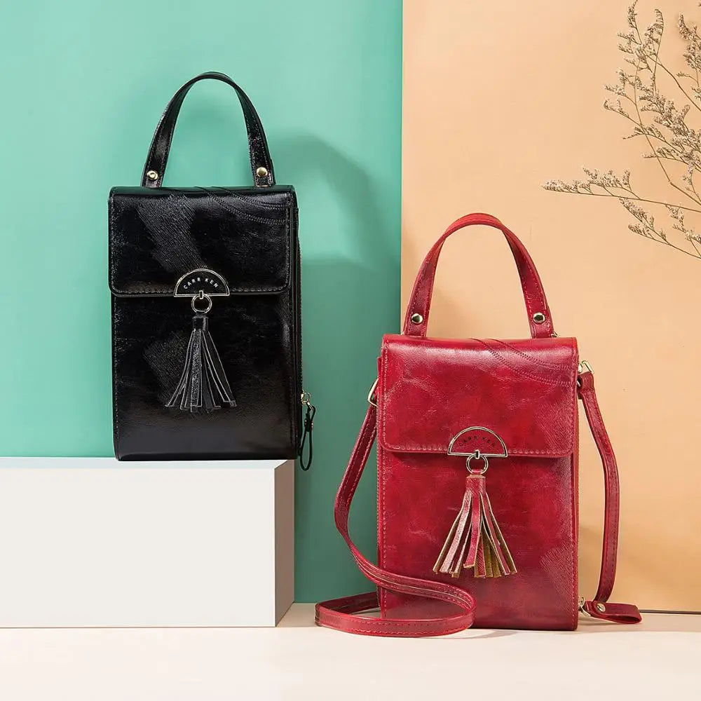Women Tassel Crossbody Bag Pu Leather Messenger Purse