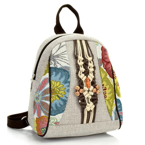 Retro Bohemian Bag Floral Embroidered Women Canvas Shoes Backpacks