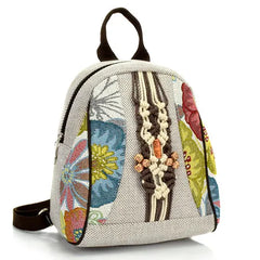 Retro Bohemian Bag Floral Embroidered Women Canvas Shoes Backpacks