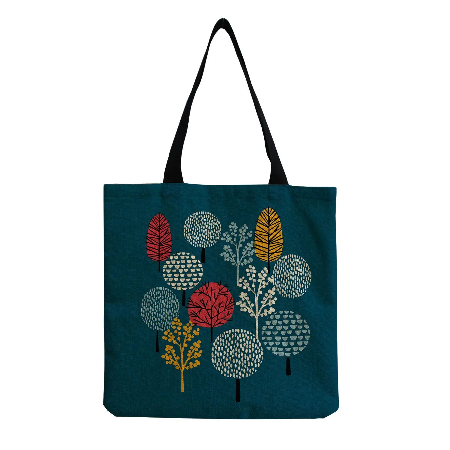 Beach Shoulder Bags Leaves Print Women Handbag Linen Totes Foldable Shopping Bag