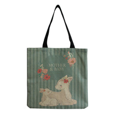 Alpaca Printed Linen Shoulder Bag Reusable Tote Shopping Bag For Women Handbags