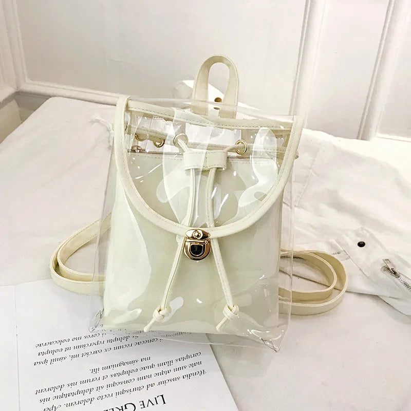 Mini Women Backpack PVC Girl Clear Transparent Bag Jelly Travel Backpack