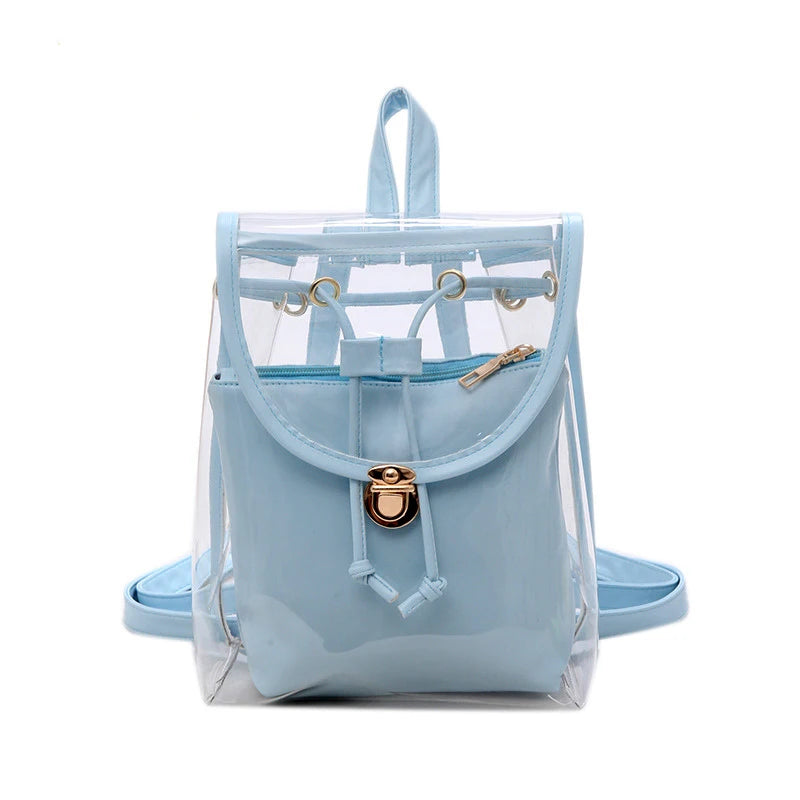 Mini Women Backpack PVC Girl Clear Transparent Bag Jelly Travel Backpack