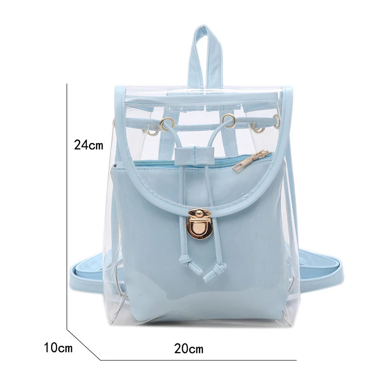 Mini Women Backpack PVC Girl Clear Transparent Bag Jelly Travel Backpack