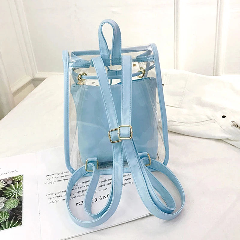 Mini Women Backpack PVC Girl Clear Transparent Bag Jelly Travel Backpack