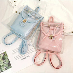 Mini Women Backpack PVC Girl Clear Transparent Bag Jelly Travel Backpack