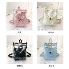 Mini Women Backpack PVC Girl Clear Transparent Bag Jelly Travel Backpack