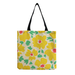 Vintage Leisure Girl Foldable Big Shoulder Bag Flower Printed Tote Shopping Bag