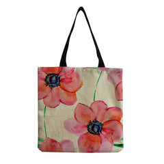 Vintage Leisure Girl Foldable Big Shoulder Bag Flower Printed Tote Shopping Bag