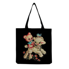 Women Beach Shoulder Bag Bear Printed Casual Tote Handbag