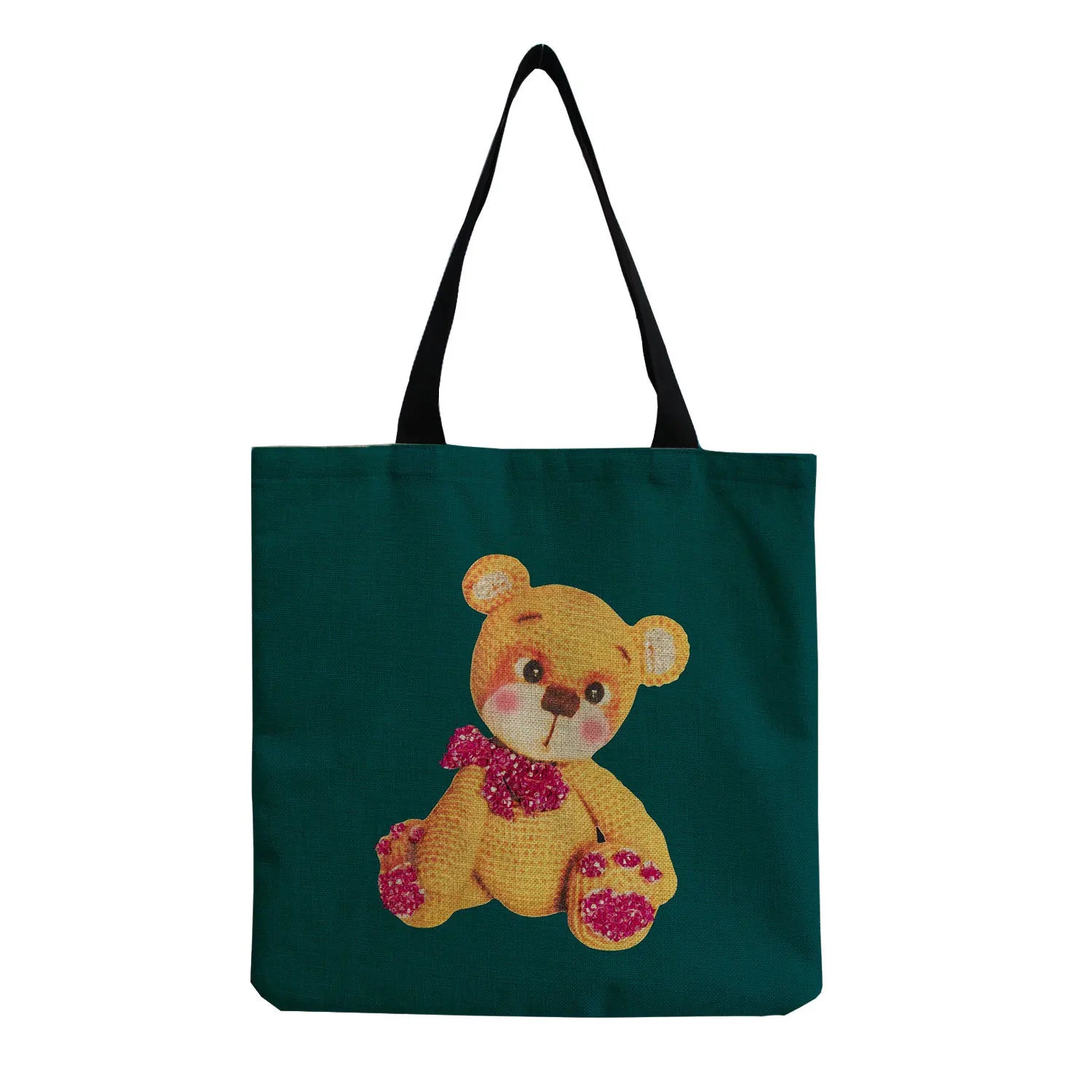 Women Beach Shoulder Bag Bear Printed Casual Tote Handbag