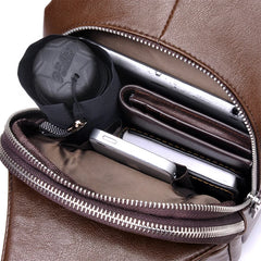 YUES KANGAROO Men Chest Bag Leather Shoulder Bag Vintage Rucksack