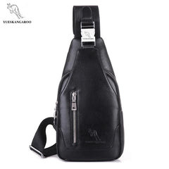 YUES KANGAROO Men Chest Bag Leather Shoulder Bag Vintage Rucksack