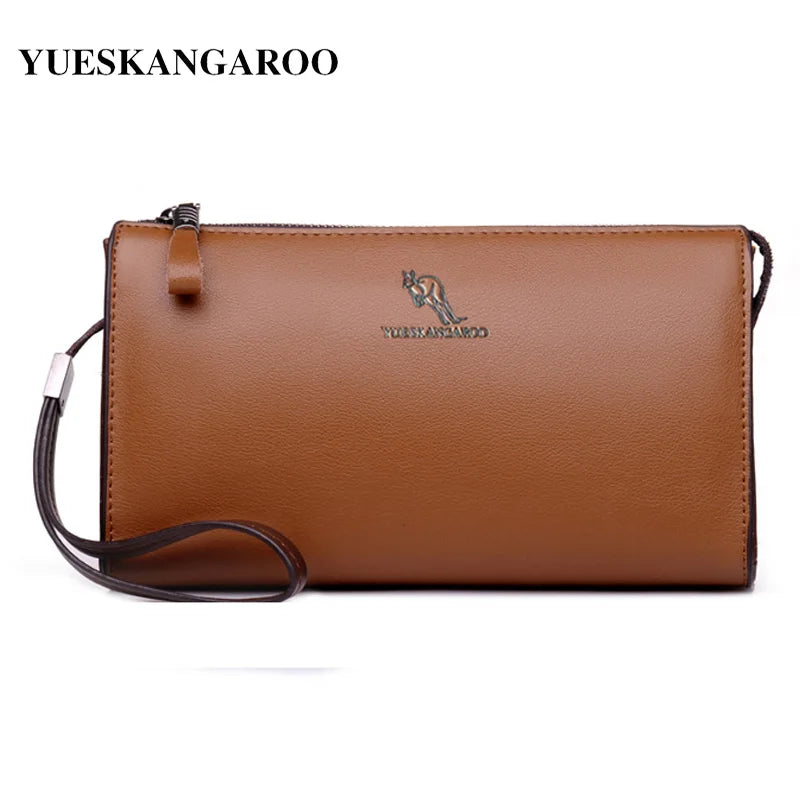 YUES KANGAROO Men Clutch Bag Leather Purse Business Wallet