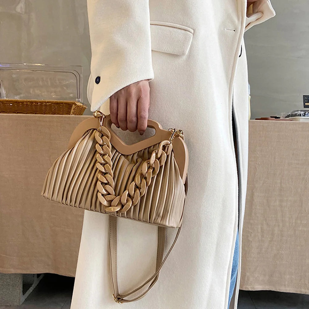 Women's Triangle Handbag & Pleated Shoulder Bag
