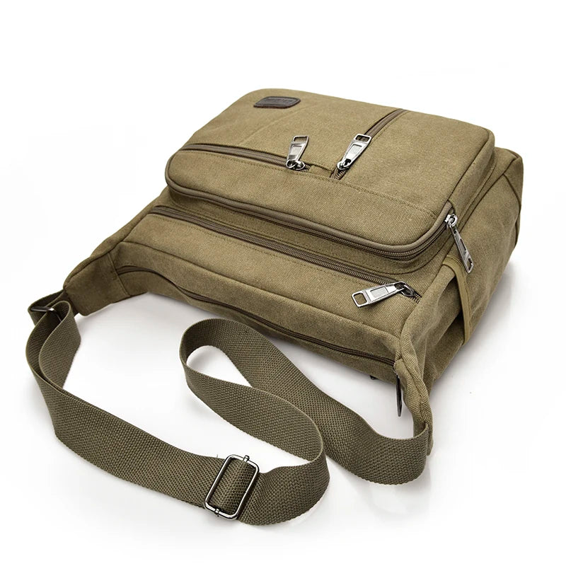 YUTUO Canvas Business Handbag Casual Vintage Trunk Men's Messenger Bag