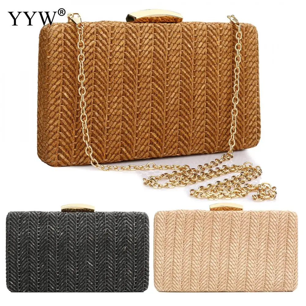 Straw Weave Clutch Bag Vintage Sac Main Femme Khaki