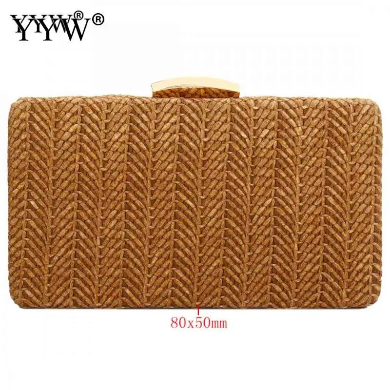Straw Weave Clutch Bag Vintage Sac Main Femme Khaki