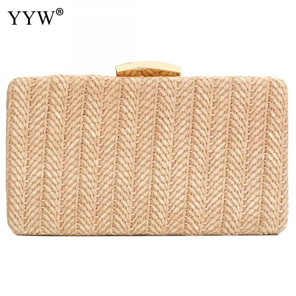 Straw Weave Clutch Bag Vintage Sac Main Femme Khaki