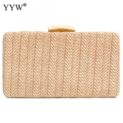 Straw Weave Clutch Bag Vintage Sac Main Femme Khaki