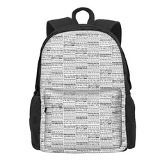 YA Book Quotes Backpacks Men's & Women's Bags Zipper Close Female Backpacks