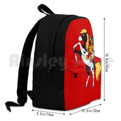 Yakari And Rainbow On Horse Red Outdoor Hiking Backpack Climbing Sports Bag
