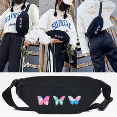 Yellow Butterfly Printing Waist Bags Chest Bag Multifunction Sport Crossbody Sho