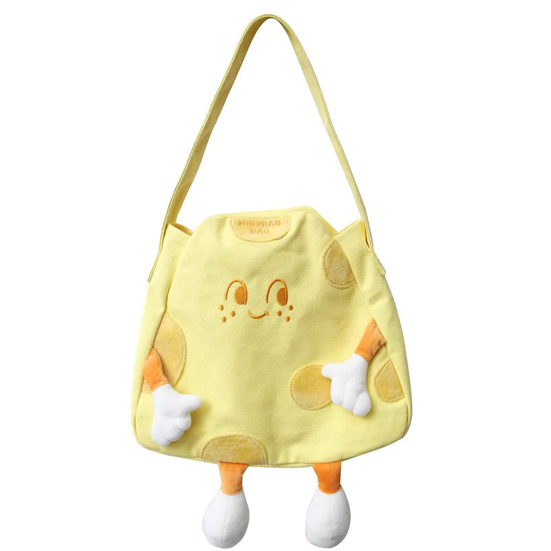 Yellow Cheese Canvas Shoulder Bag Large Capacity Crossbody Bags
