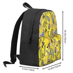 Yellow Lemon Bee Garden Backpack Men Women Handbag Zip Pockets