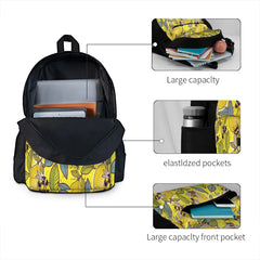 Yellow Lemon Bee Garden Backpack Men Women Handbag Zip Pockets